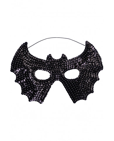 Maschera pipistrello nero in tessuto con paillettes con cav.
