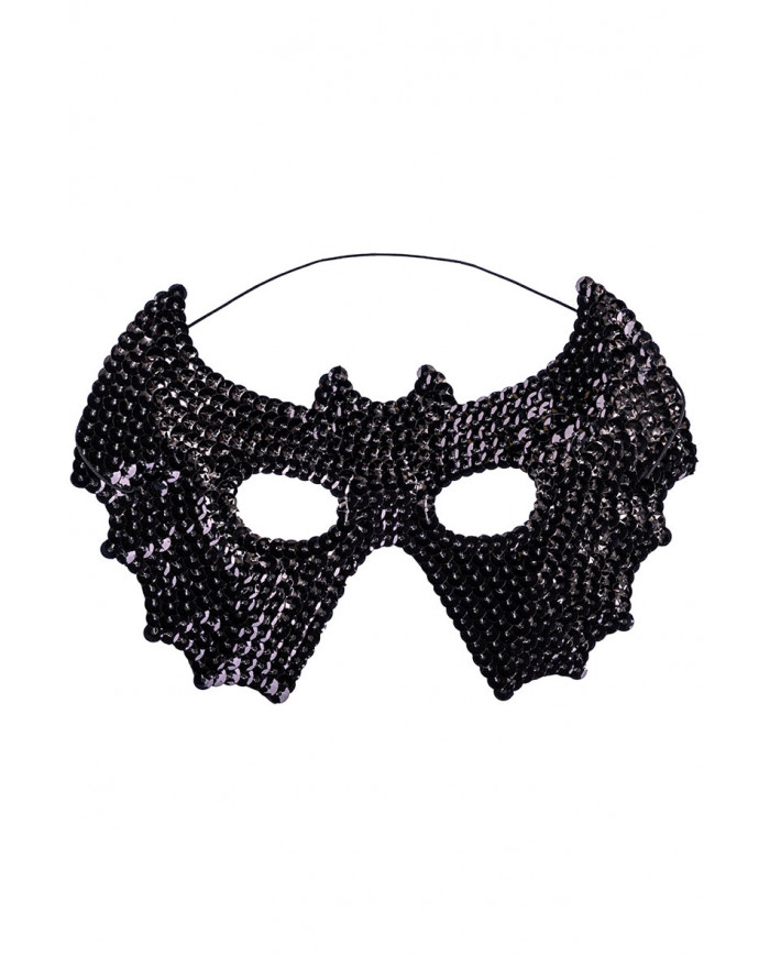 BLACK BAT FABRIC MASK WITH SEQUINS WITH HEADER