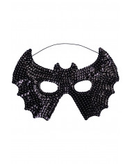 BLACK BAT FABRIC MASK WITH SEQUINS WITH HEADER