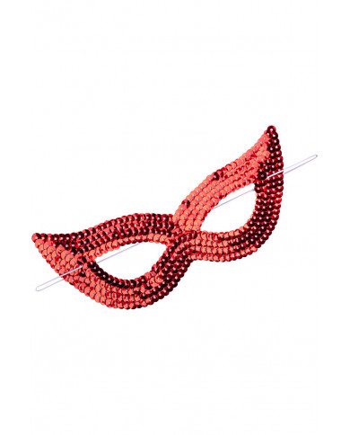RED FABRIC MASK WITH SEQUINS WITH HEADER