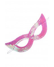 Maschera rosa in tessuto con paillettes con cav.