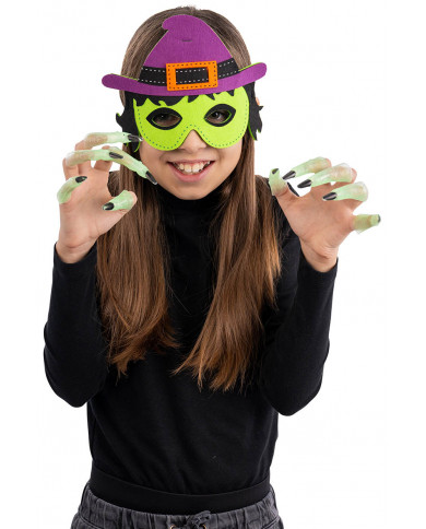 Kleine Hexe-Maske für Mädchen aus Filz mit Aufhänger