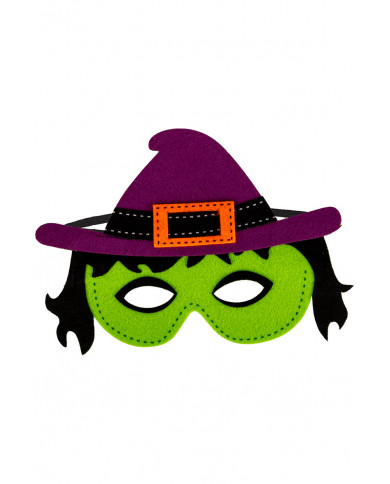 Kleine Hexe-Maske für Mädchen aus Filz mit Aufhänger