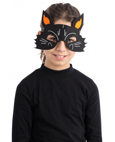 Maschera gatto in plastica rigida con pizzo nero in busta con