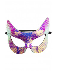 Maschera gatto in tessuto metallizzato rosa con cav.