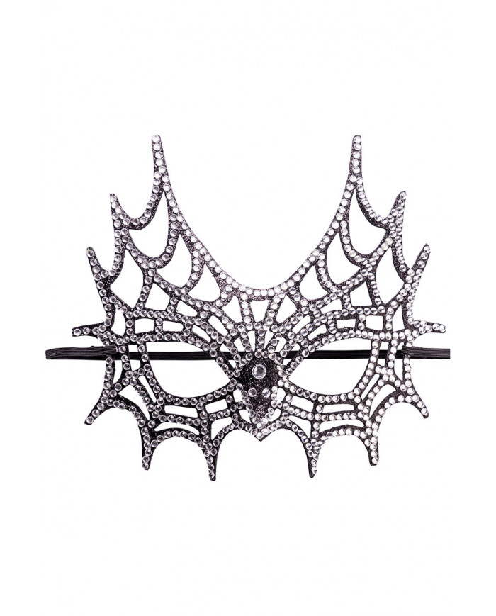 masque toile d’araignée avec strass sur papier cartonné