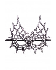 máscara de telaraña con strass sobre cartoncillo