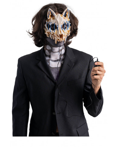 Wolfsmaske aus Kunststoff mit Leucht-Dek. (Batterien nicht enthalten) in Beutel mit Aufhänger