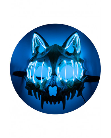 Wolfsmaske aus Kunststoff mit Leucht-Dek. (Batterien nicht enthalten) in Beutel mit Aufhänger