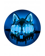 masque loup en plastique avec décorations lumineuses (piles non comprises) dans une pochette avec carte d’en-tête