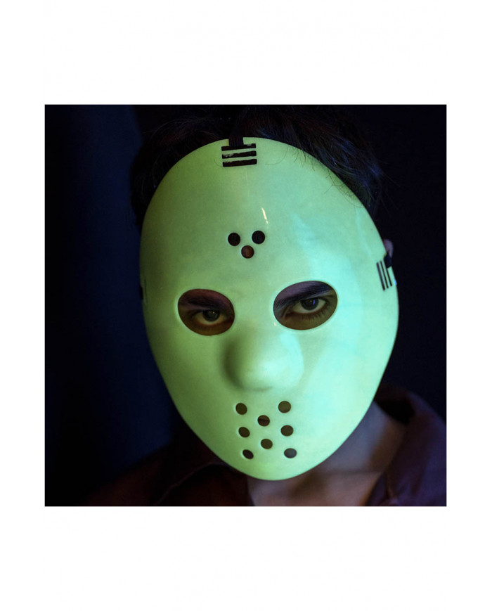 masque hockey G.I.D. (GLOW IN THE DARK) en plastique dur avec carte d’en-tête masque hockey G.I.D. (GLOW IN THE DARK) en plastique dur avec carte d’en-tête