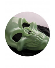 masque squelette G.I.D. (GLOW IN THE DARK) en plastique avec capuche avec carte d’en-tête
