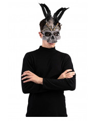 masque squelette vaudou en plastique avec carte d’en-tête