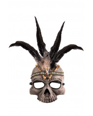 masque squelette vaudou en plastique avec carte d’en-tête