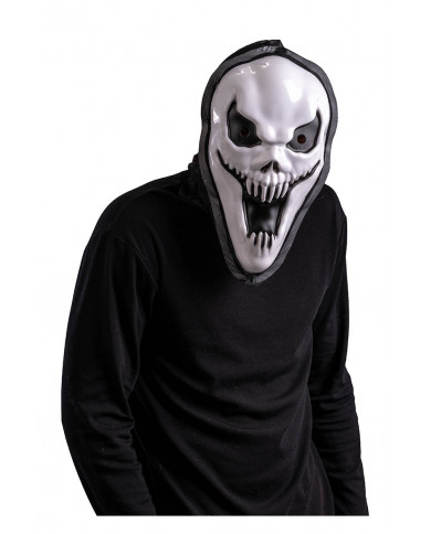 Maschera fantasma in plastica con cappuccio con cav.