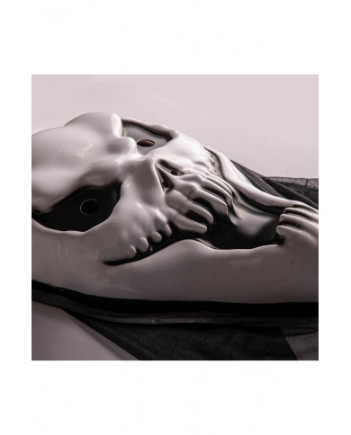 Maschera fantasma in plastica con cappuccio con cav.