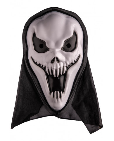 Maschera fantasma in plastica con cappuccio con cav.