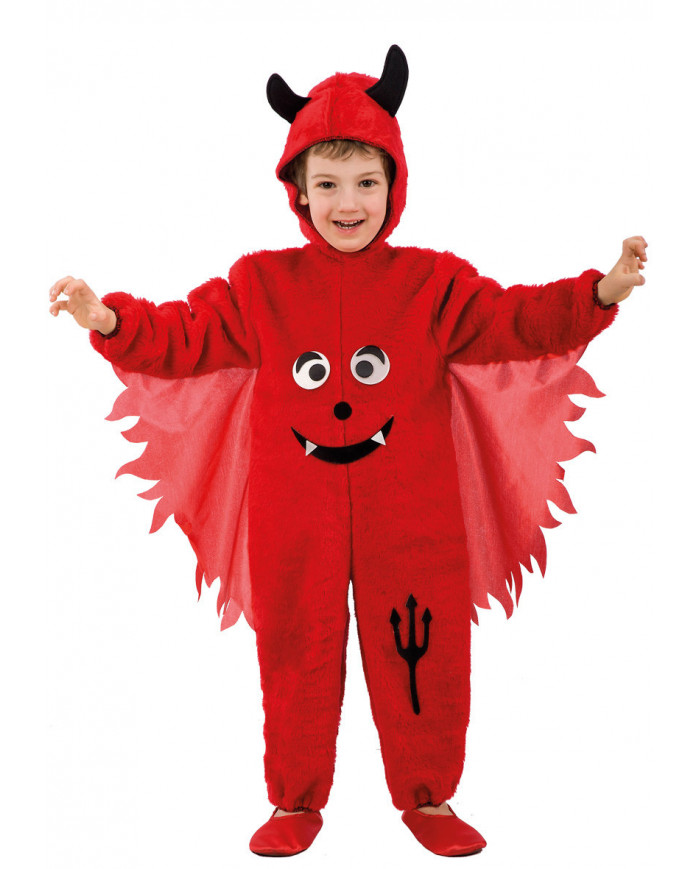 Plush jumpsuit for kid with hood and flames.