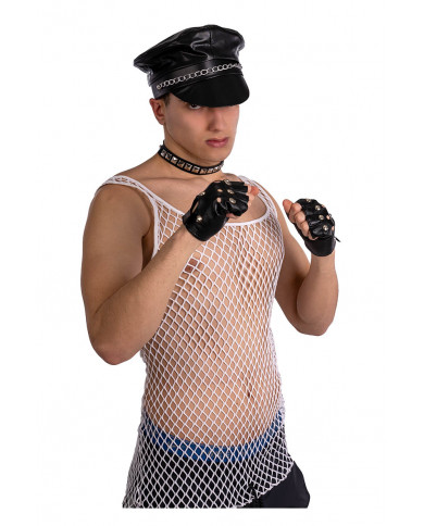 conjunto motero (gorro, guantes, gargantilla) sobre cartoncillo