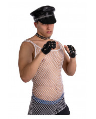 Biker-Set (Hut, Handschuhe, Halsband) auf Pappkarton