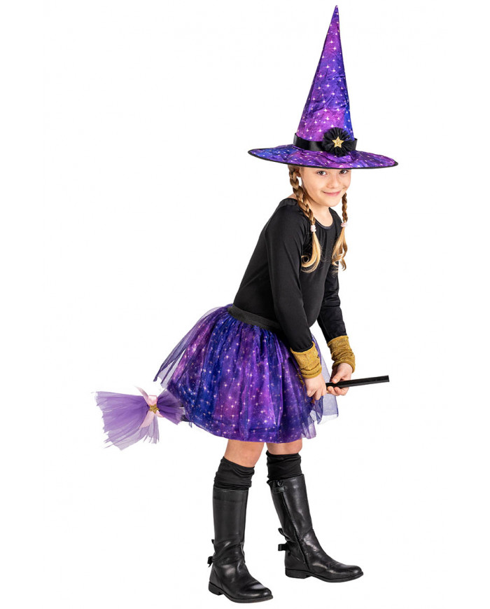 GIRL WITCH SET (SKIRT, HAT, BROOM) IN BAG WITH HOOK
