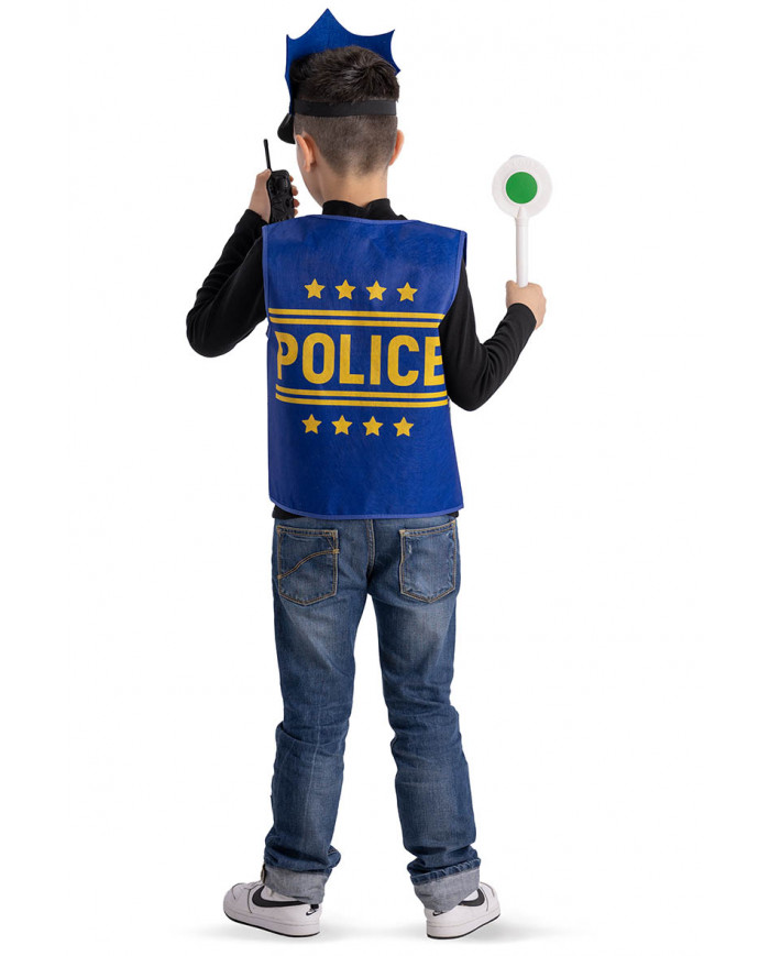 conjunto policía para niño (chaleco, sombrero, radio pequeña y