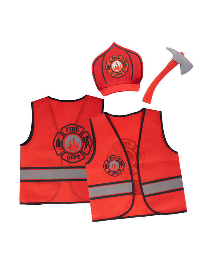 Set pompiere bimbo (gilet, cappello e accetta) in busta con gancio Set pompiere bimbo (gilet, cappello e accetta) in busta con gancio