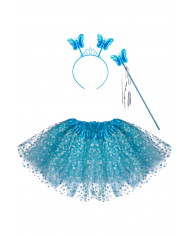 Set farfallina azzurra (gonna, ali l.cm50x40 cerchietto, bacchetta) in busta con gancio Set farfallina azzurra (gonna, ali l.cm50x40 cerchietto, bacchetta) in busta con gancio