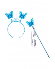 Set farfallina azzurra (gonna, ali l.cm50x40 cerchietto, bacchetta) in busta con gancio Set farfallina azzurra (gonna, ali l.cm50x40 cerchietto, bacchetta) in busta con gancio