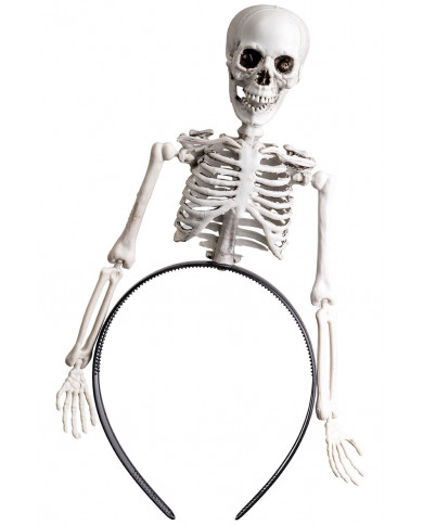 Haarreif mit Skelett mit Pappschild/Etikett