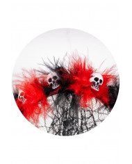 serre-tête avec voilette, roses et têtes de mort sur papier cartonné serre-tête avec voilette, roses et têtes de mort sur papier cartonné