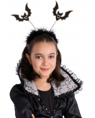 Schwarzer Haarreif mit Fledermäusen und Federn mit Aufhänger