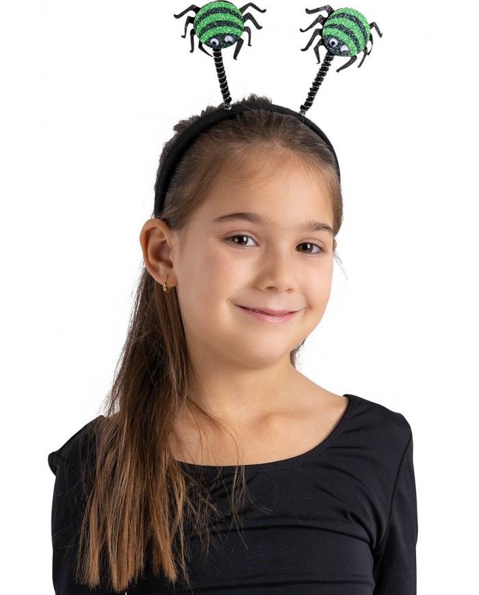 HEADBAND WITH BLACK/GREEN SPIDERS WITH HEADER HEADBAND WITH BLACK/GREEN SPIDERS WITH HEADER