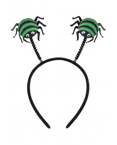 HEADBAND WITH BLACK/GREEN SPIDERS WITH HEADER