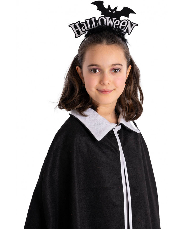 Cerchietto halloween bianco con pipistrello con cav.