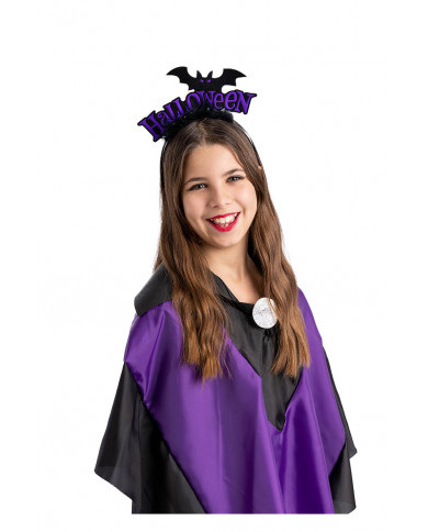 serre-tête halloween violet avec chauve-souris avec carte d’en-tête