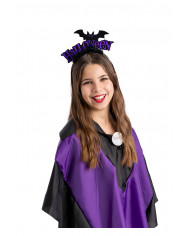 serre-tête halloween violet avec chauve-souris avec carte d’en-tête