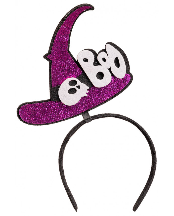HEADBAND WITH GLITTERED WITCH HAT WITH HEADER