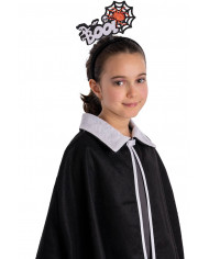 HEADBAND WITH GLITTERED "BOO" AND SPIDERWEB WITH HEADER
