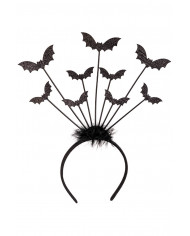 BLACK HEADBAND WITH BATS AND MARABOUT WITH HEADER