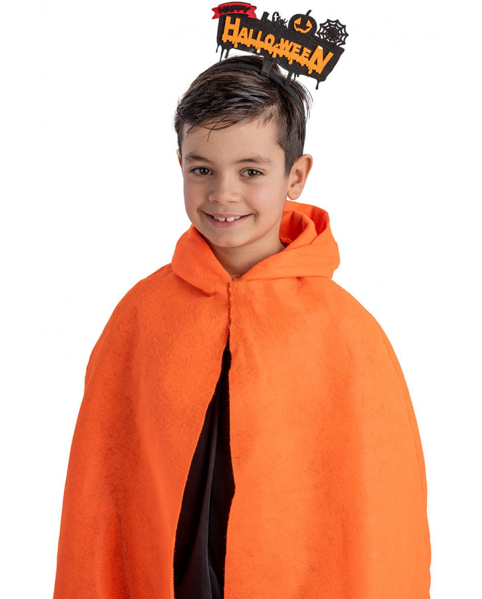 ORANGE "HAPPY HALLOWEEN" FELT HEADBAND WITH HEADER