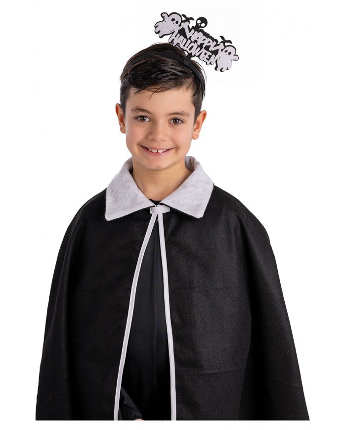 WHITE "HAPPY HALLOWEEN" FELT HEADBAND WITH HEADER