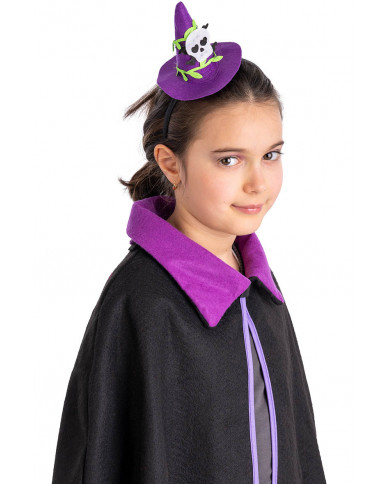 Violettes Hexenhütchen mit Totenkopf mit Haarreif mit Aufhänger