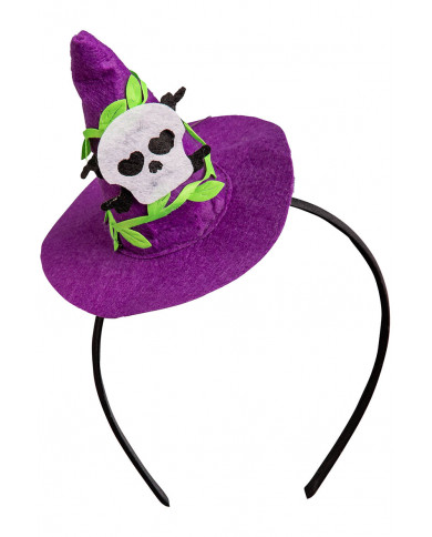 chapeau sorcière violet avec tête de mort et serre-tête avec carte d’en-tête chapeau sorcière violet avec tête de mort et serre-tête avec carte d’en-tête