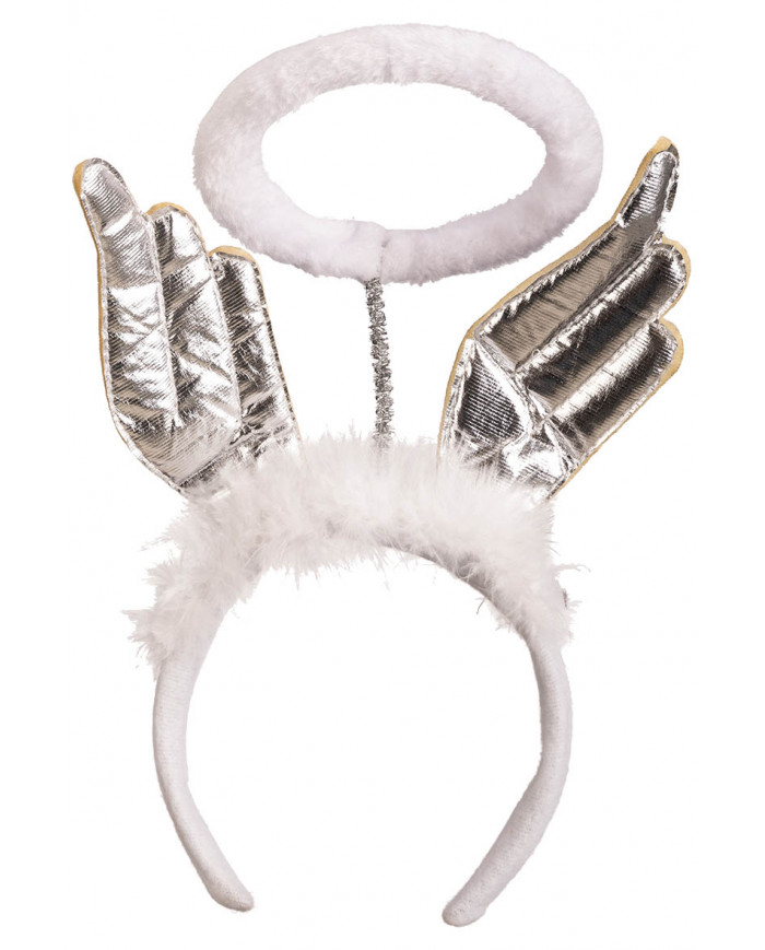 serre-tête ange blanc avec halo, ailes et orné de plumes avec carte d’en-tête serre-tête ange blanc avec halo, ailes et orné de plumes avec carte d’en-tête