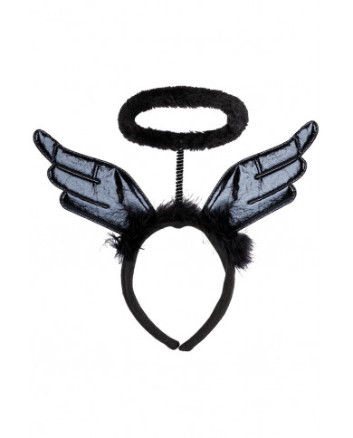 BLACK ANGEL HEADBAND WITH HALO, WINGS AND MARABOUT WITH HEADER BLACK ANGEL HEADBAND WITH HALO, WINGS AND MARABOUT WITH HEADER