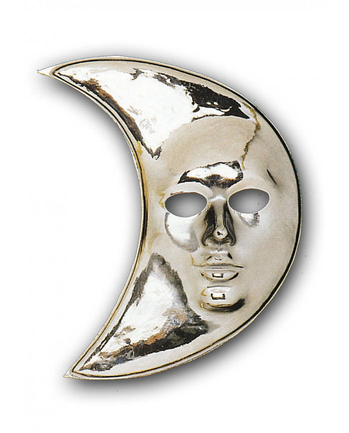 Metallized plastic mask for an original and shining disguise.