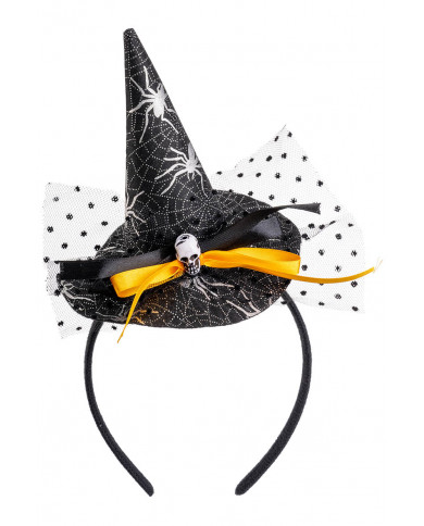 chapeau sorcière noir avec tête de mort, plumes, voile, serre-tête avec carte d’en-tête chapeau sorcière noir avec tête de mort, plumes, voile, serre-tête avec carte d’en-tête