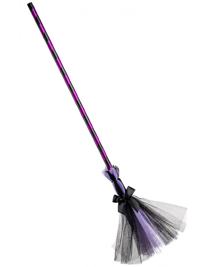 PURPLE WITCH BROOM WITH VEIL WITH HANGTAG-LABEL