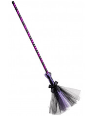 PURPLE WITCH BROOM WITH VEIL WITH HANGTAG-LABEL